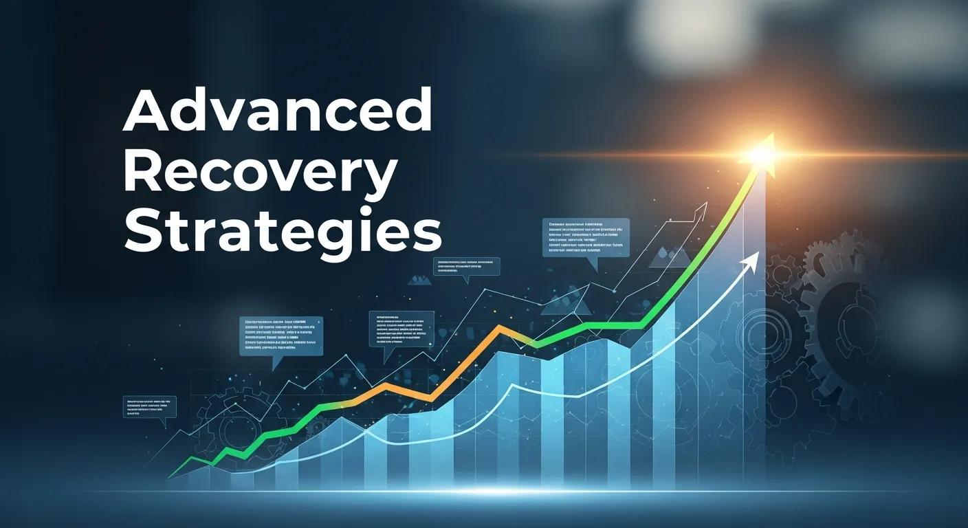 Graphic illustrating advanced recovery strategies for managing online reviews, including follow-up communication, resolution plans, and reputation restoration techniques.